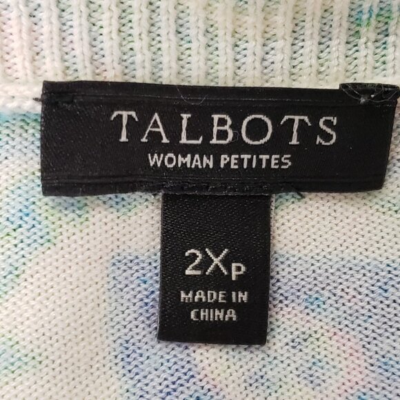 Talbots Womens Geometric Print Cardigan Size 2X Petite Green Artsy Kaleidoscope - Picture 4 of 9